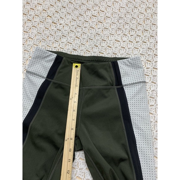 Athleta Colorblock Legging Women Sz M Contender 7/8 Tight,‎ Olive Green/White - Picture 7 of 9